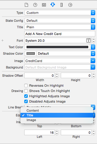 Interface builder edge title inset