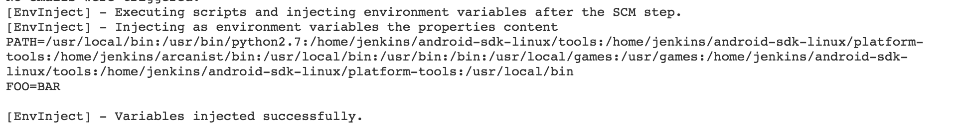 EnvInject - Variables injected successfully