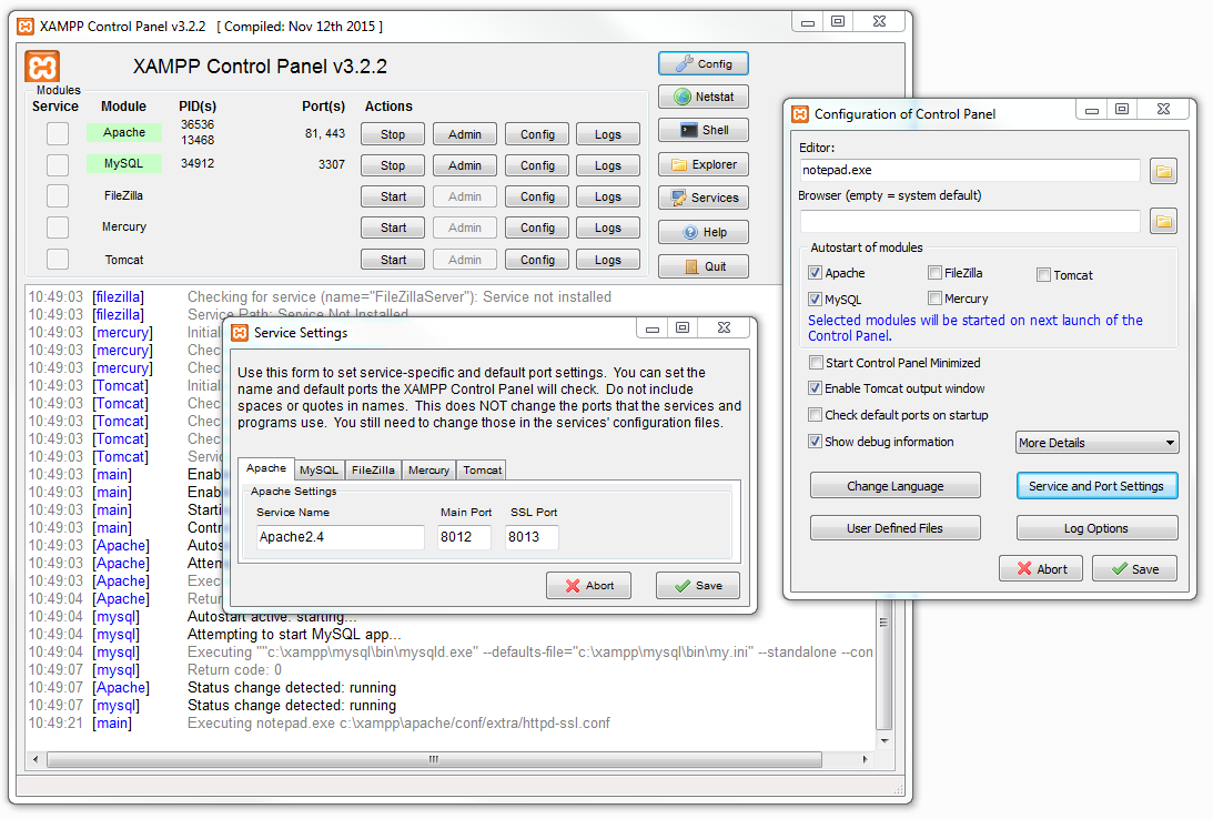 xampp apache setting port