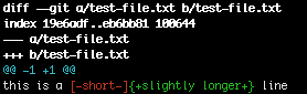 result of <code>git diff --word-diff</code>