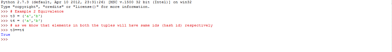 Equivalence between 2 tuples
