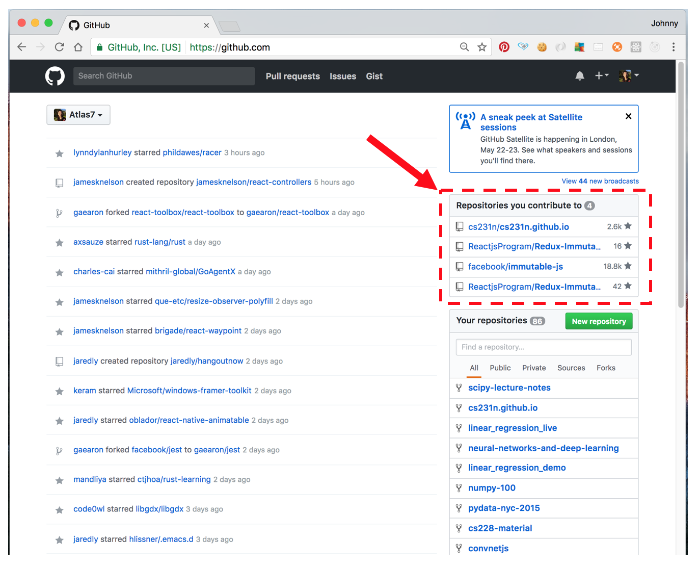 GitHub Main Page Contribution Box