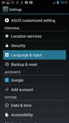 Go to your Android Application Settings, select Languages and input,