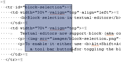block (aka column or rectangular) selection mode