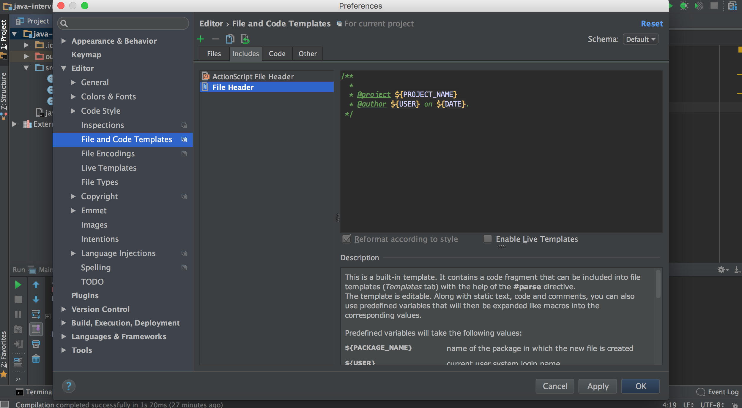 Screen shot from Intellij 2016.02