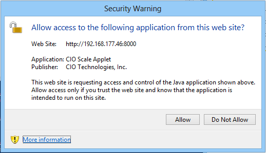 Example of warning message