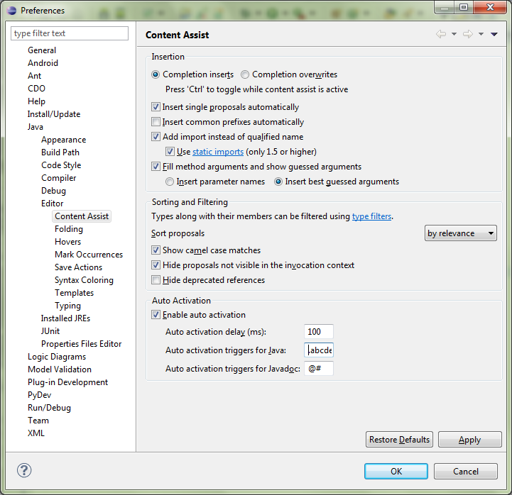 add the characters below to content assist in Preferences