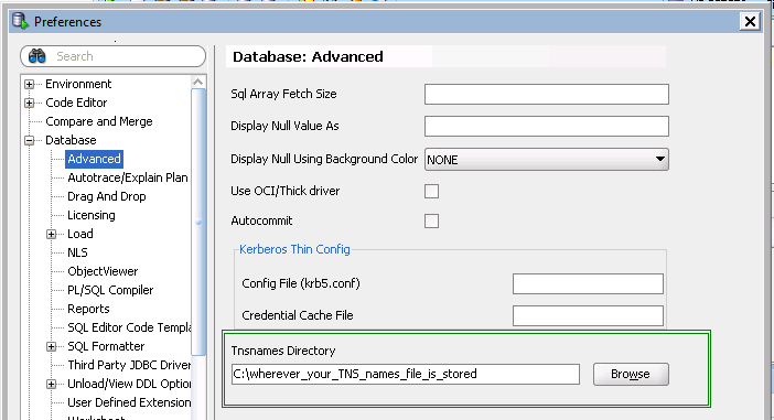 SQLDeveloper update tnsnames directory