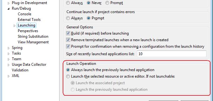 Launch previously launched prefrences