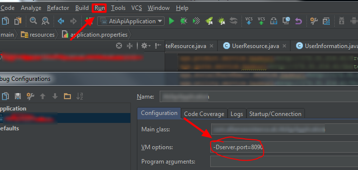 Change port with a vm arg