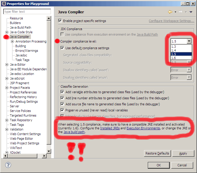 Java compliance level