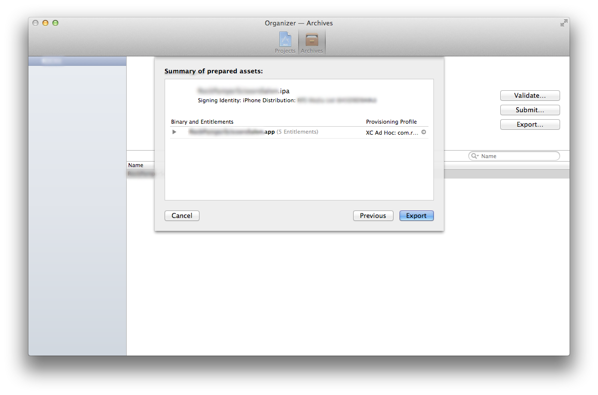 Exporting IPA