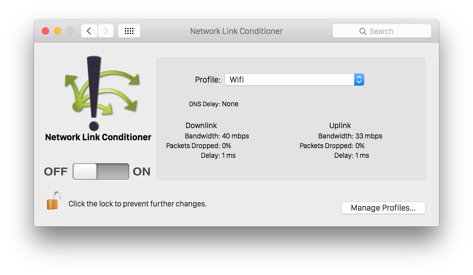 Screen shot of the preference pane