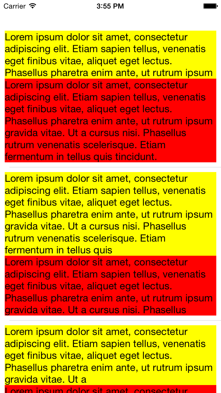 Sample project: Same cells after scrolling down and back up.