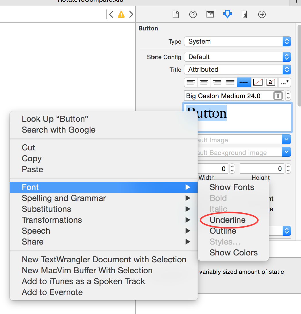Underline using IB