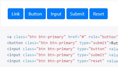 Sample output of Boostrap v4 buttons