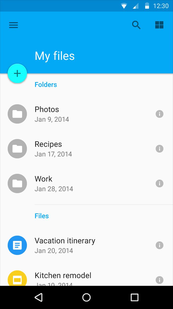 My Files with big toolbar