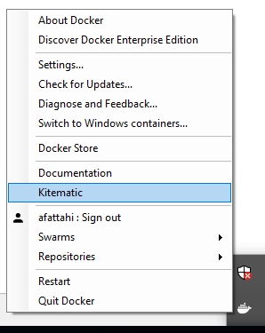 Select Kitematic from menu