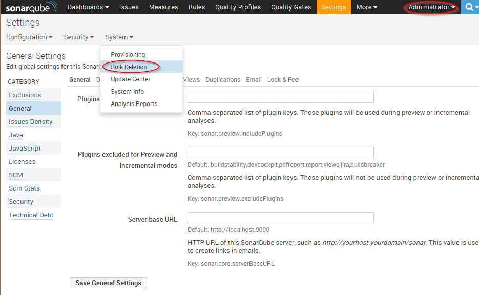 From Administrator's Global Settings