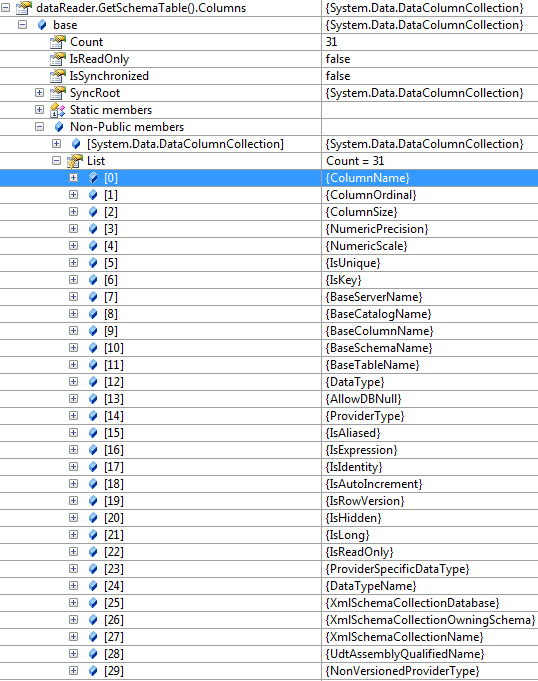 Calling GetSchemeTable in a DataReader