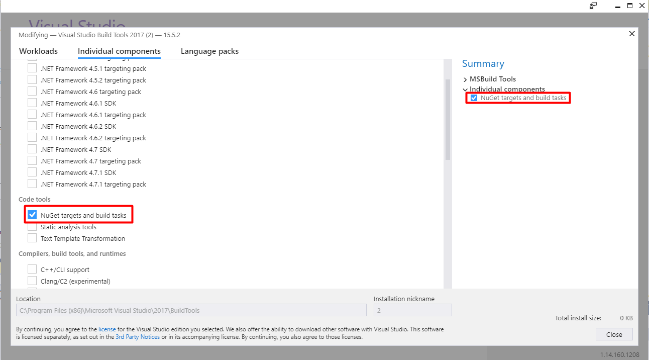 Скриншот установщика Visual Studio
