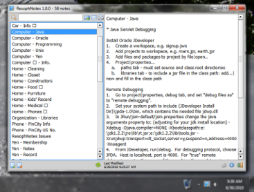 ResophNotes Screen shot