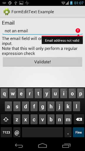 email validation done thorugh xml+library