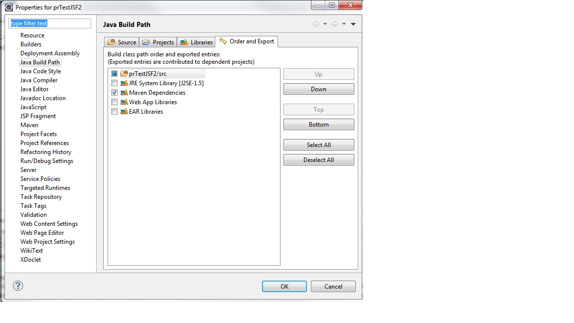 Eclipse Java Build Path properties