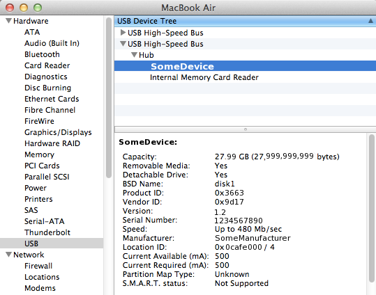 System Information, Hardware USB tree