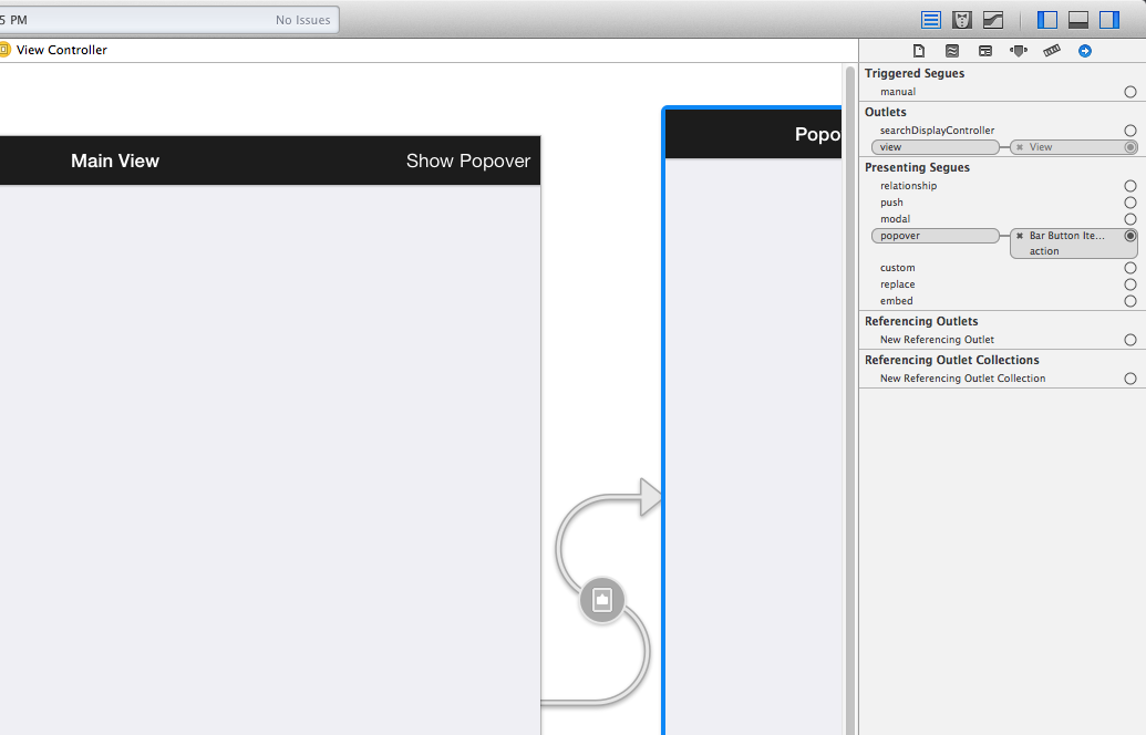 Xcode 5.0 Connections Inspector with Popover