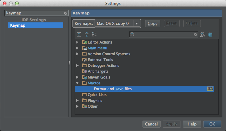 Intellij / Preferences / Keymap / Macros