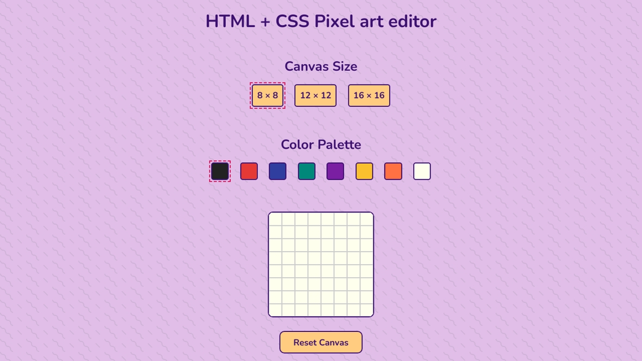HTML + CSS редактор пиксельной графики
